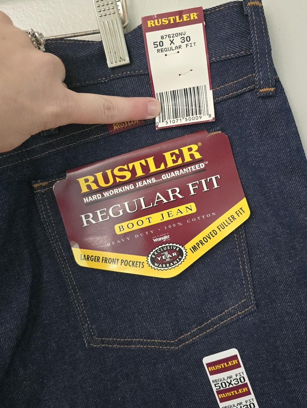 Rustler Jeans Sz 50 X 30 Wrangler Brand NWT Classic Reg Fit Bootcut - Picture 3 of 6